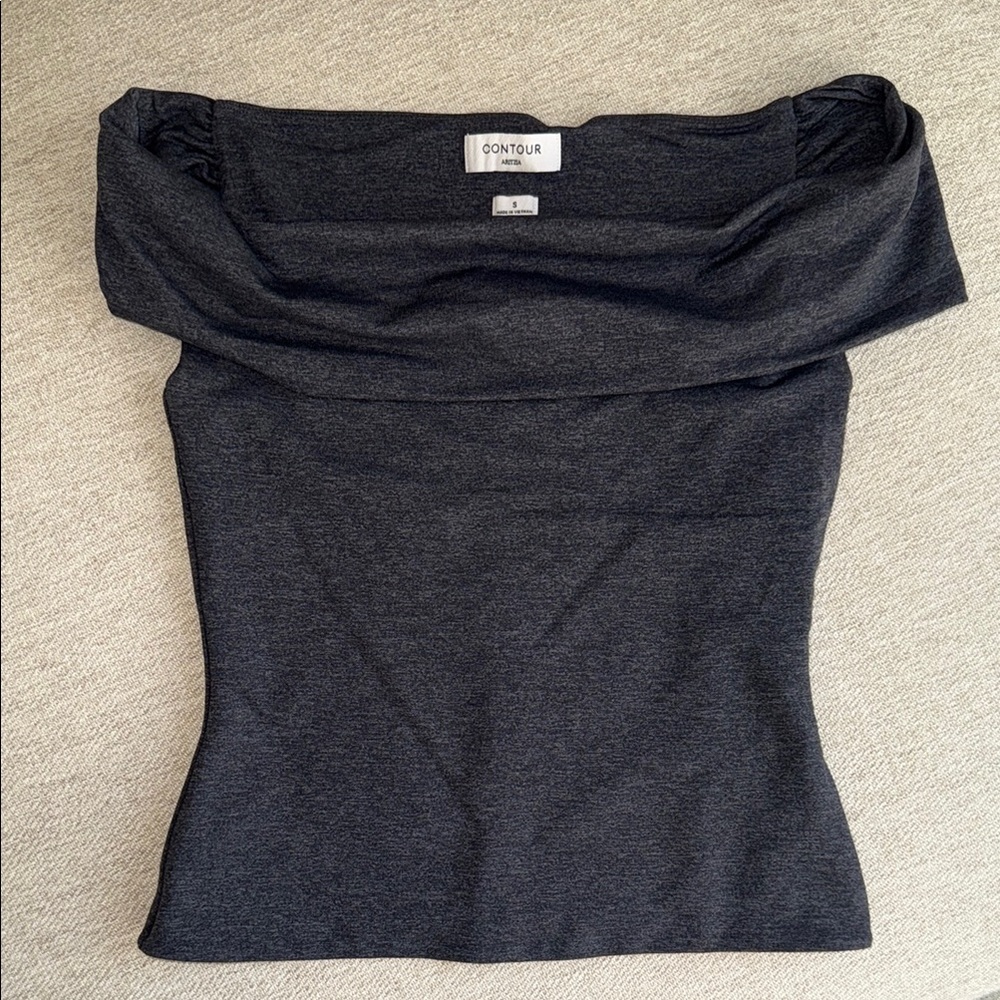 Aritzia Babaton Contour Off-Shoulder Top in Dark Charcoal